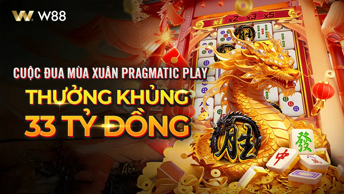 Banner giải đấu Cuộc Đua Mùa Xuân của Pragmatic Play trên W88 với tổng thưởng hơn 33 tỷ đồng